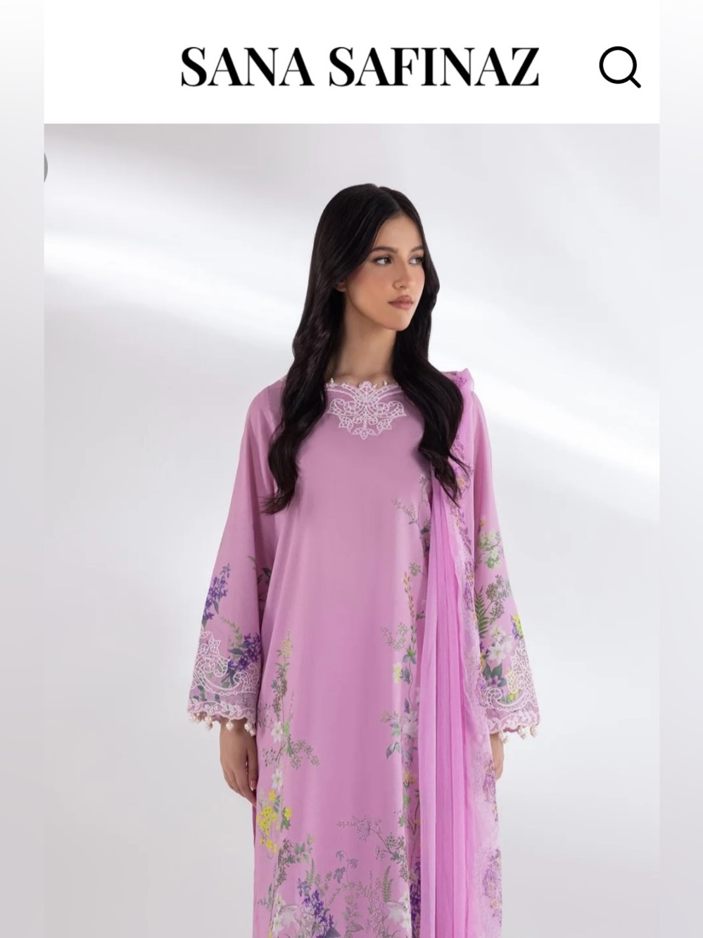 Lavender Floral Lawn Shirt with Dupatta